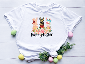 Cheetah, Polka Dot and Floral Easter Bunnies' T-shirt