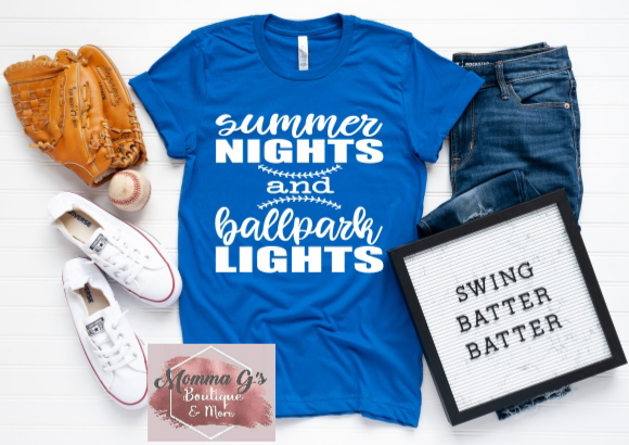 Summer Nights and ballpark Lights - Momma G's Children's Boutique, Screen Printing, Embroidery & More