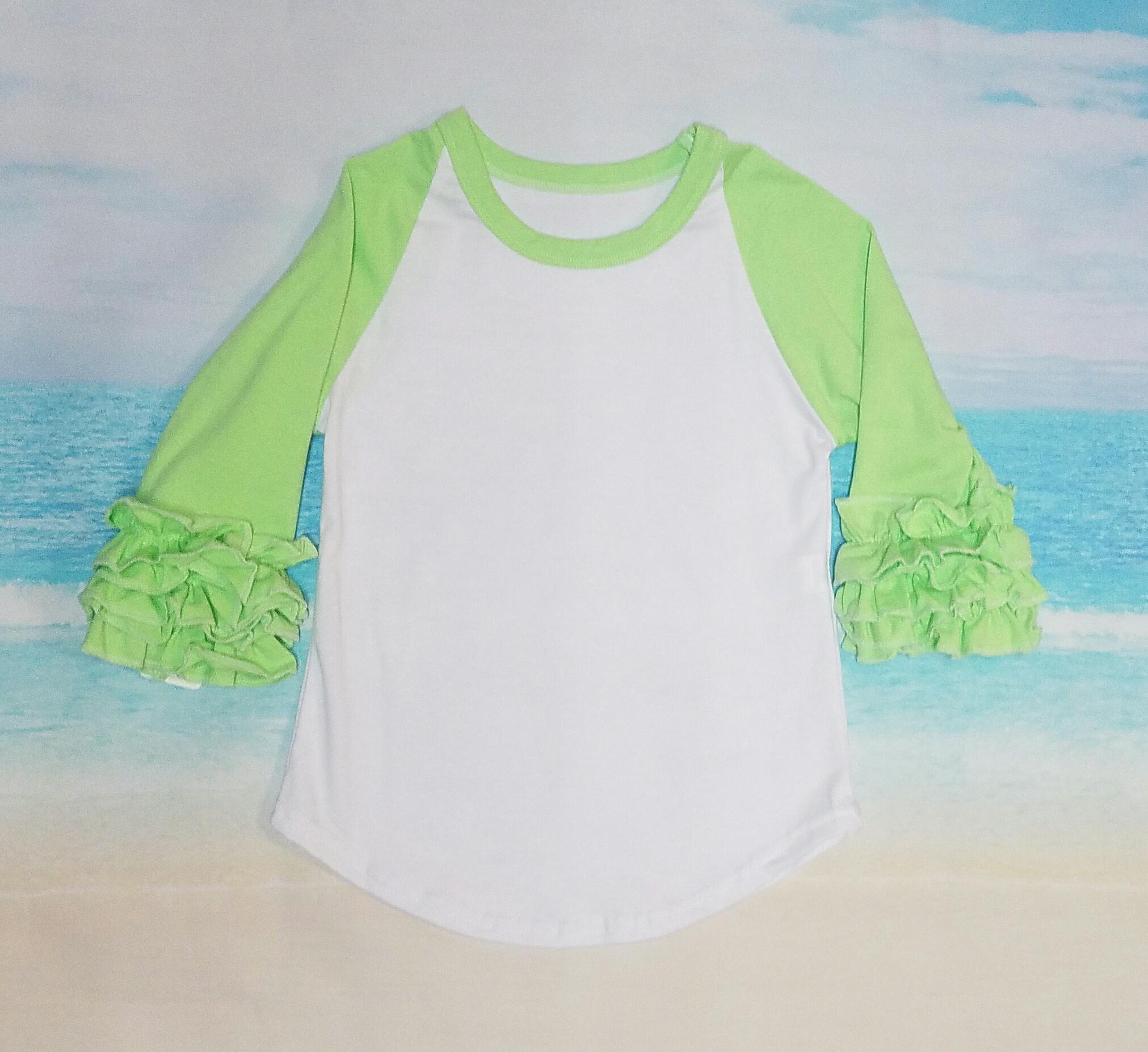 Lime Green Ruffle Raglan - Momma G's Children's Boutique, Screen Printing, Embroidery & More