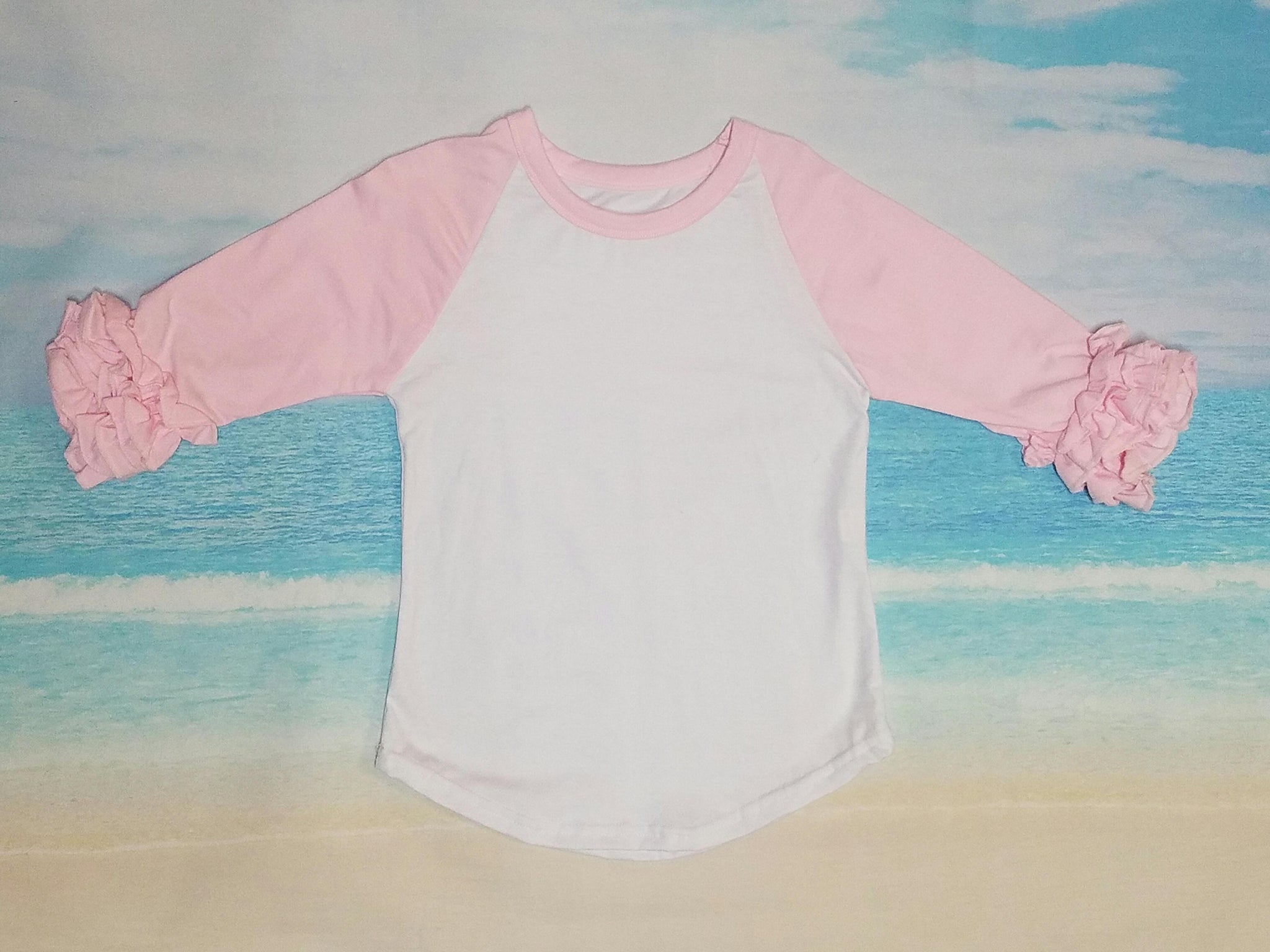 Pale Pink Ruffle Raglan - Momma G's Children's Boutique, Screen Printing, Embroidery & More