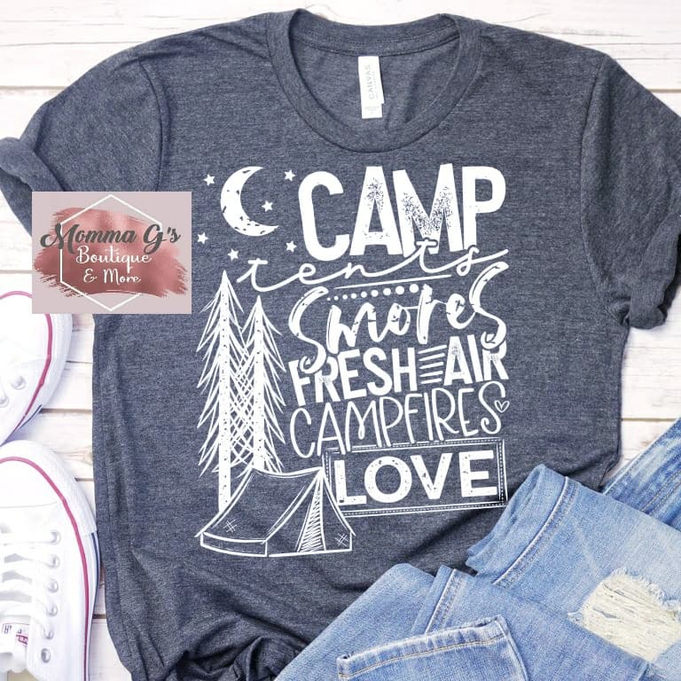 Camp Tents, Smores, Campfires Love T-shirt, tshirt, tee - Momma G's Children's Boutique, Screen Printing, Embroidery & More