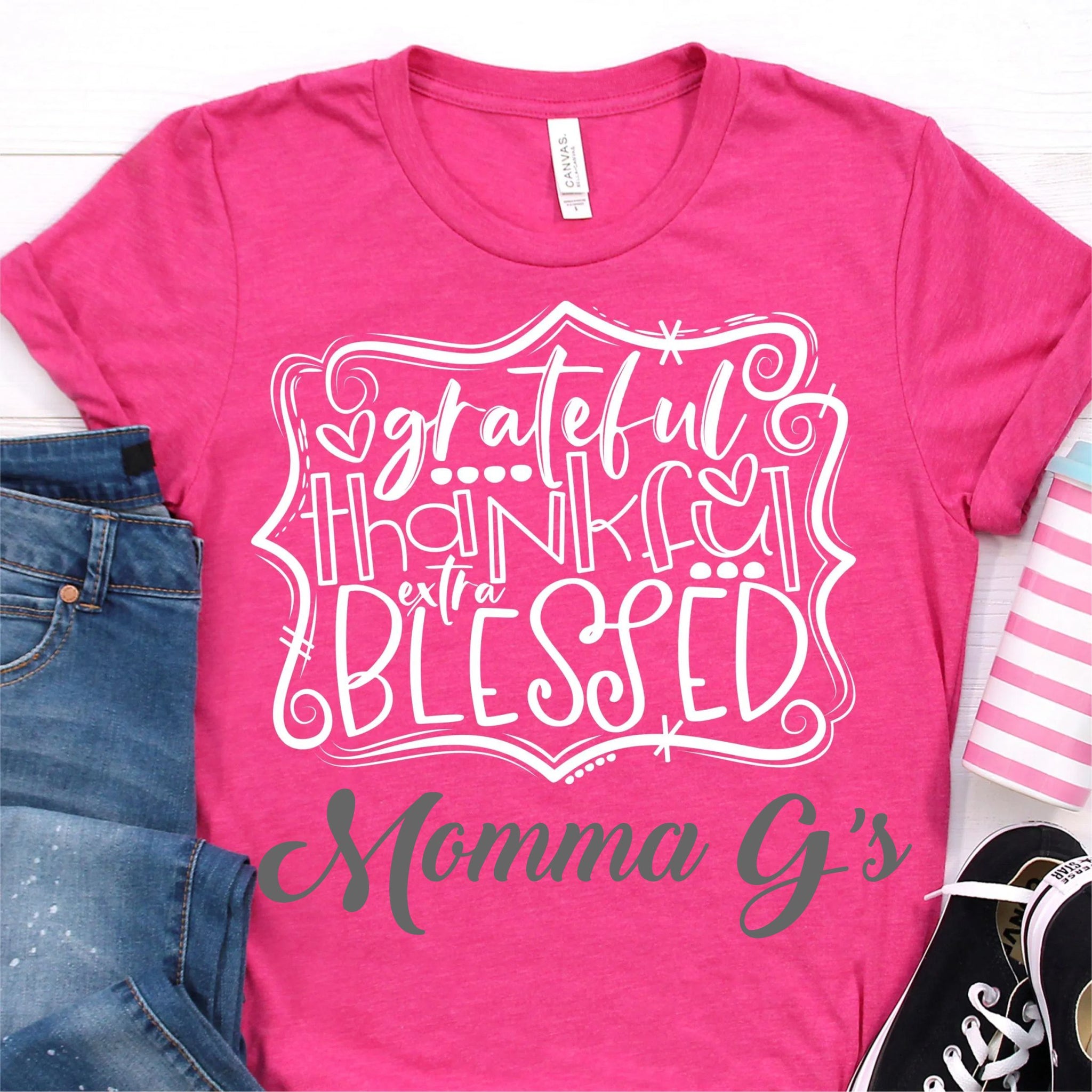 Grateful Thankful Extra Blessed T-shirt - Momma G's Children's Boutique, Screen Printing, Embroidery & More