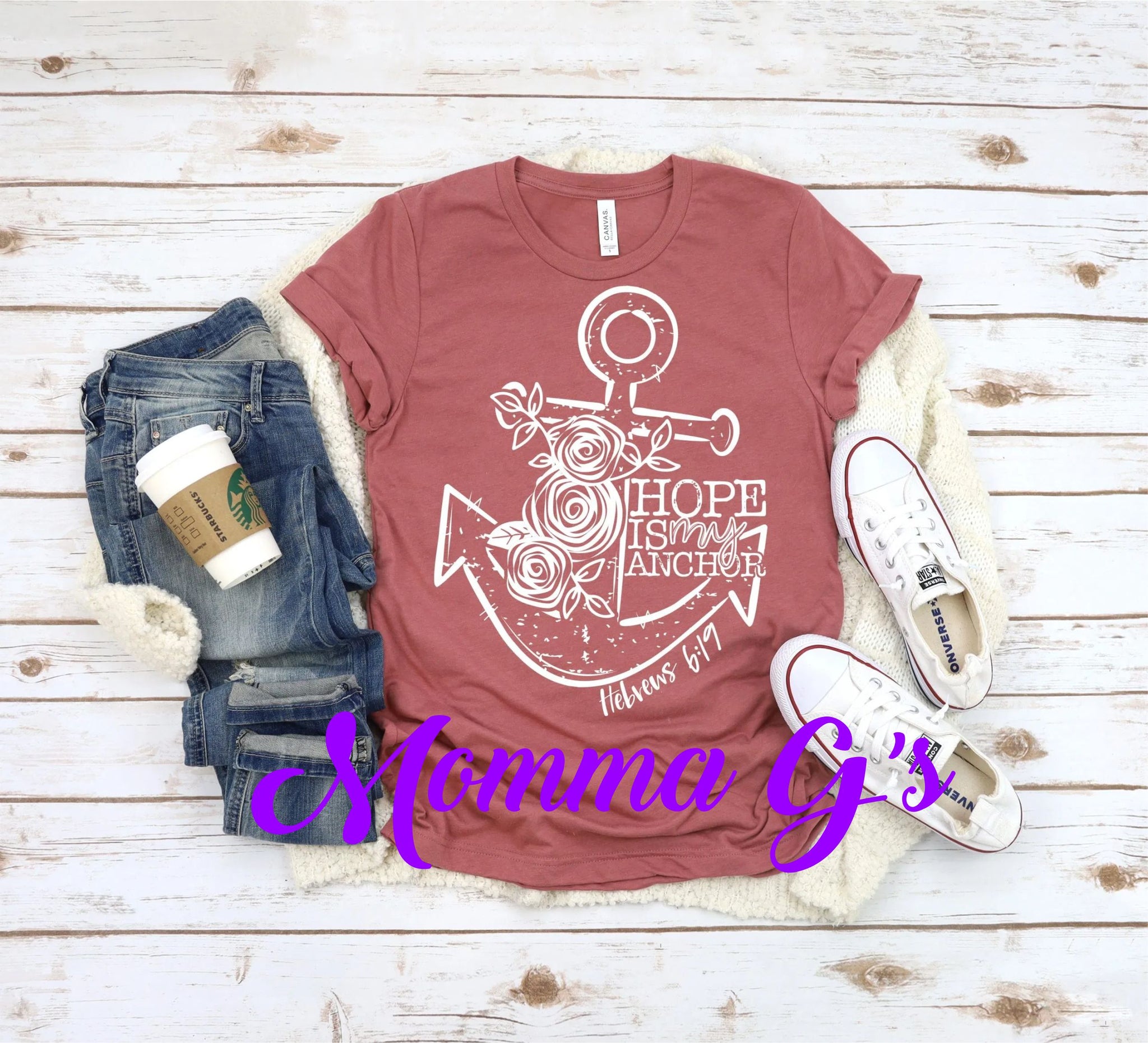 Hope is my Anchor Hebrews 6:19 T-shirt, tshirt, tee - Momma G's Children's Boutique, Screen Printing, Embroidery & More