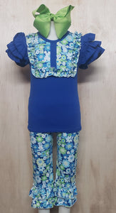 Royal Flowers Capri Set - Momma G's Children's Boutique, Screen Printing, Embroidery & More