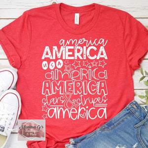 America, USA, Stars and Stripes, Patriotic T-Shirt, tshirt, tee - Momma G's Children's Boutique, Screen Printing, Embroidery & More