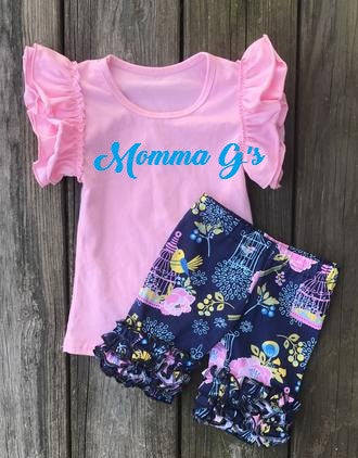 Bird Cage Shorts Set - Momma G's Children's Boutique, Screen Printing, Embroidery & More