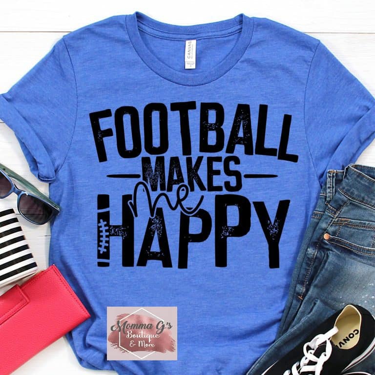 Football makes me Happy T-shirt, tshirt, tee - Momma G's Children's Boutique, Screen Printing, Embroidery & More