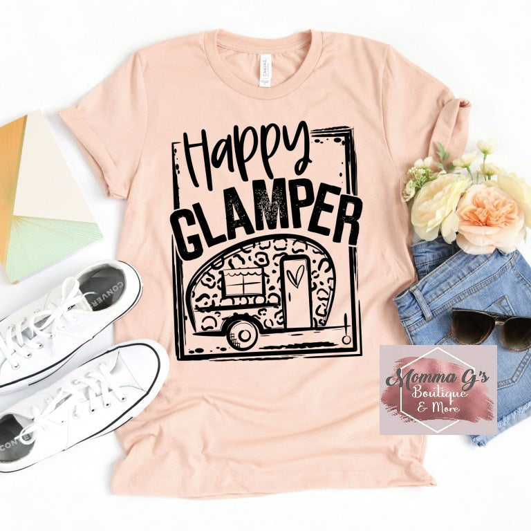 Happy Glamper with a touch of Leopard - Momma G's Children's Boutique, Screen Printing, Embroidery & More