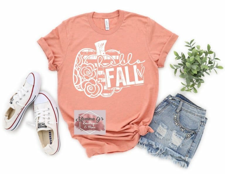 Hello Fall Floral Pumpkin T-shirt - Momma G's Children's Boutique, Screen Printing, Embroidery & More