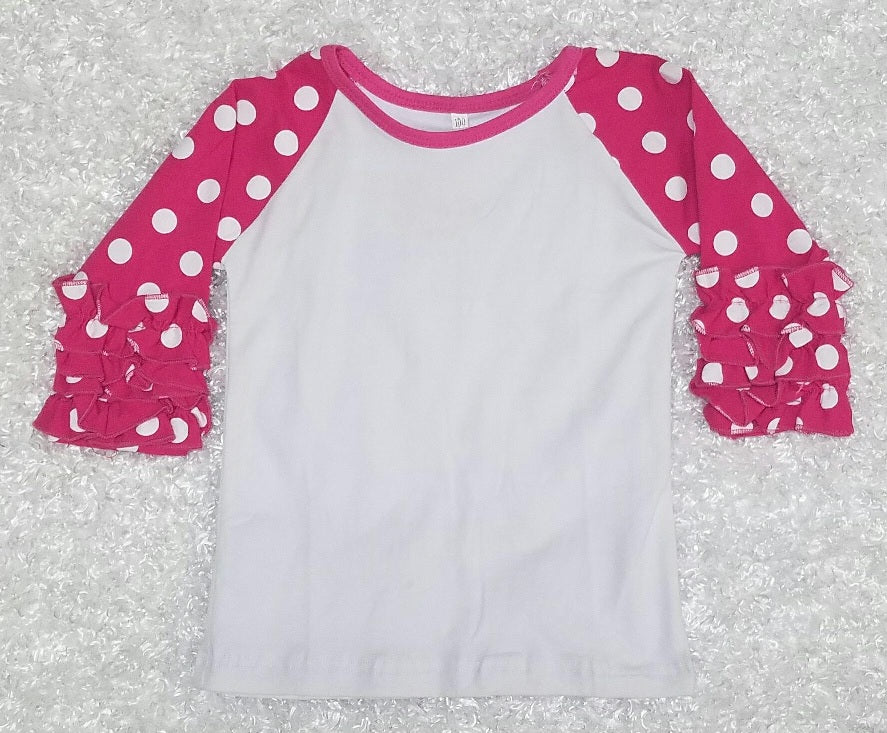 Pink Polka Dot Raglan - Momma G's Children's Boutique, Screen Printing, Embroidery & More