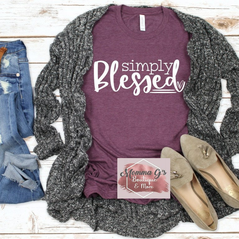 Simply Blessed, Blessed, Thankful T-Shirt - Momma G's Children's Boutique, Screen Printing, Embroidery & More